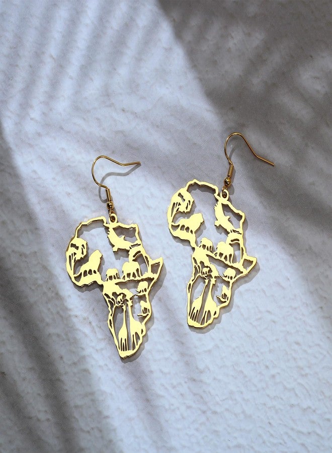 SANDOO African Animals Hollow Out Earrings - Map of Africa Dangle Earrings for Black Women, History Attire Jewelry Accessories - Image 5